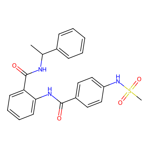 2-[[4-(methanesulfonamido)benzoyl]amino]-N-(1-phenylethyl)benzamide structure