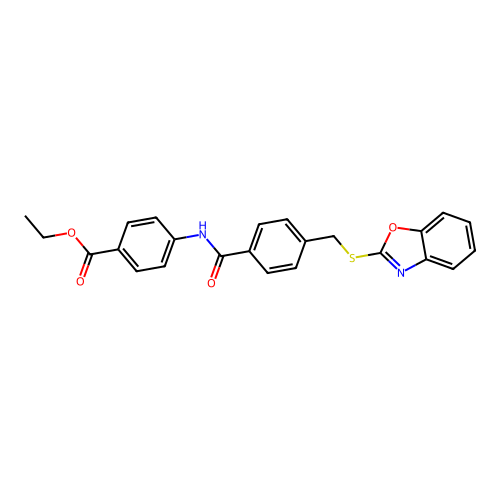 Ethyl 4-[[4-(1,3-benzoxazol-2-ylsulfanylmethyl)benzoyl]amino]benzoate structure