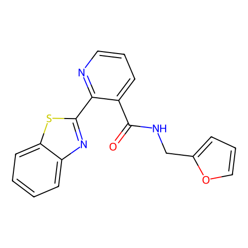 2-(1,3-benzothiazol-2-yl)-N-(furan-2-ylmethyl)pyridine-3-carboxamide structure