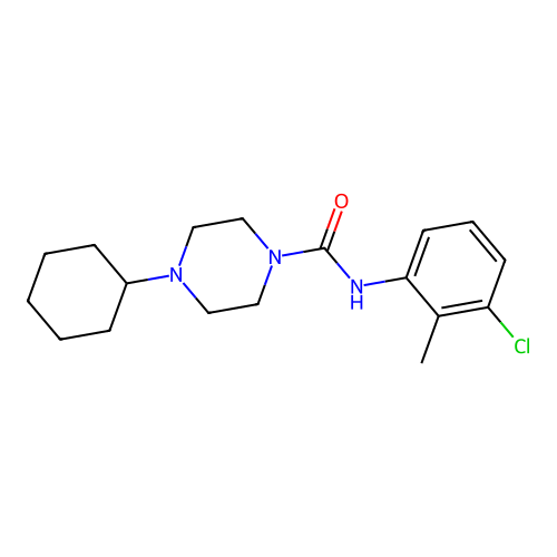 N-(3-chloro-2-methylphenyl)-4-cyclohexylpiperazine-1-carboxamide structure