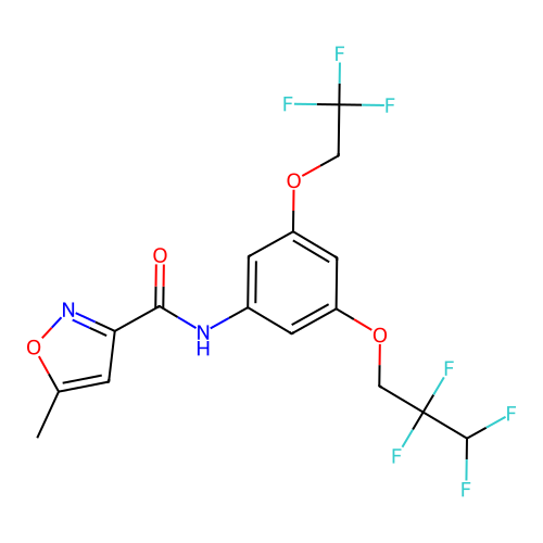 5-methyl-N-[3-(2,2,3,3-tetrafluoropropoxy)-5-(2,2,2-trifluoroethoxy)phenyl]-1,2-oxazole-3-carboxamide structure