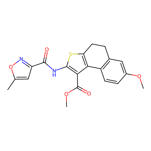 METHYL 7-METHOXY-2-(5-METHYL-1,2-OXAZOLE-3-AMIDO)-4H,5H-NAPHTHO[2,1-B]THIOPHENE-1-CARBOXYLATE structure
