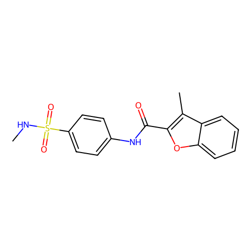3-methyl-N-[4-(methylsulfamoyl)phenyl]-1-benzofuran-2-carboxamide structure