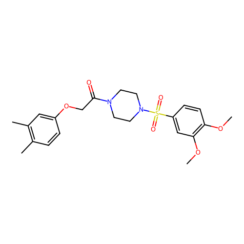 1-[4-(3,4-dimethoxyphenyl)sulfonylpiperazin-1-yl]-2-(3,4-dimethylphenoxy)ethanone structure