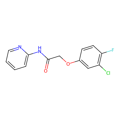2-(3-chloro-4-fluorophenoxy)-N-pyridin-2-ylacetamide structure