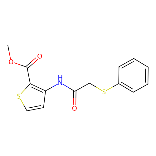 Methyl 3-[2-(phenylsulfanyl)acetamido]thiophene-2-carboxylate structure