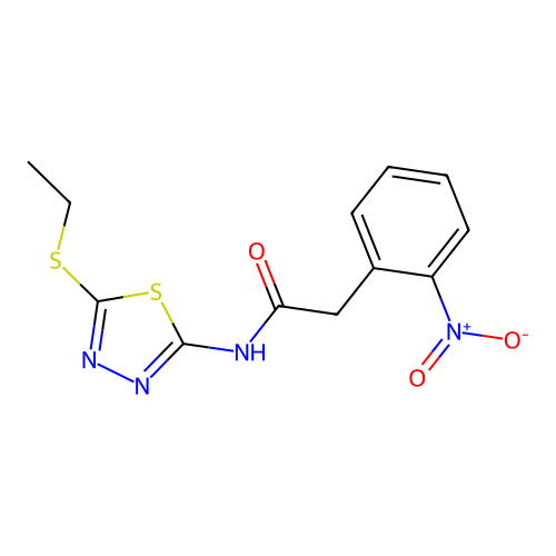 N-(5-ethylsulfanyl-1,3,4-thiadiazol-2-yl)-2-(2-nitrophenyl)acetamide structure