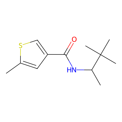 N-(3,3-dimethylbutan-2-yl)-5-methylthiophene-3-carboxamide structure