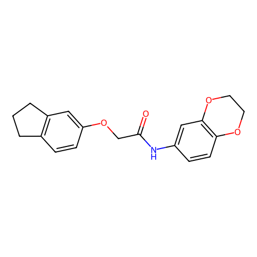 N-(2,3-dihydro-1,4-benzodioxin-6-yl)-2-(2,3-dihydro-1H-inden-5-yloxy)acetamide structure