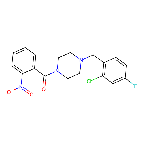 [4-[(2-Chloro-4-fluorophenyl)methyl]piperazin-1-yl]-(2-nitrophenyl)methanone structure
