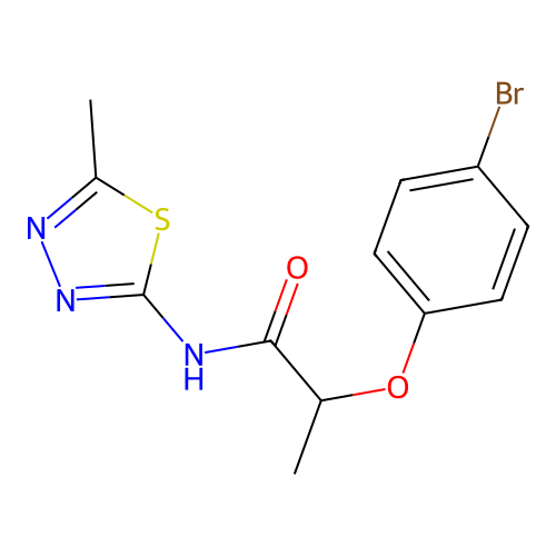 2-(4-bromophenoxy)-N-(5-methyl-1,3,4-thiadiazol-2-yl)propanamide structure