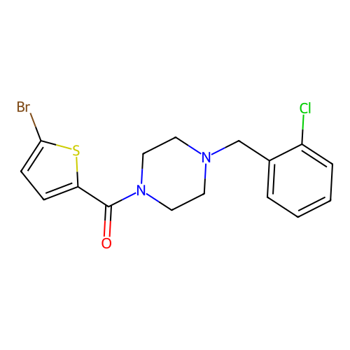 (5-Bromothiophen-2-yl)-[4-[(2-chlorophenyl)methyl]piperazin-1-yl]methanone structure