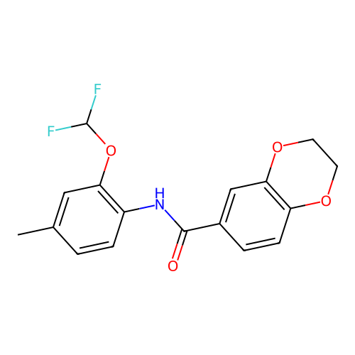 N-[2-(difluoromethoxy)-4-methylphenyl]-2,3-dihydro-1,4-benzodioxine-6-carboxamide structure