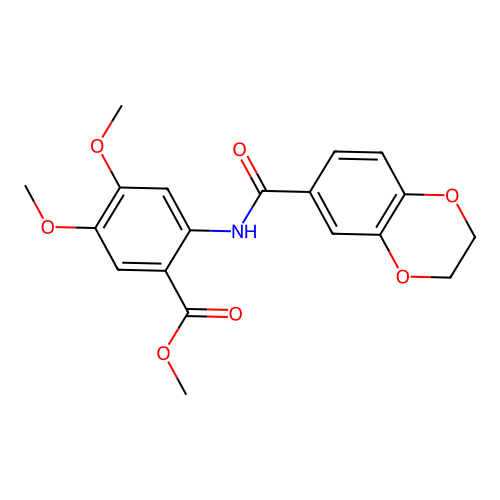 Methyl 2-(2,3-dihydro-1,4-benzodioxine-6-amido)-4,5-dimethoxybenzoate structure