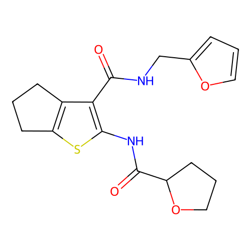 N-(2-Furanylmethyl)-5,6-dihydro-2-[[(tetrahydro-2-furanyl)carbonyl]amino]-4H-cyclopenta[b]thiophene-3-carboxamide structure