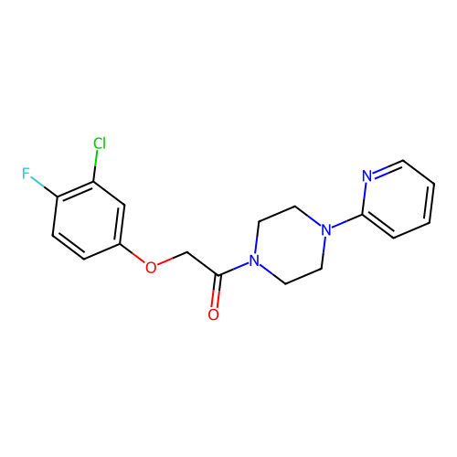 2-(3-Chloro-4-fluorophenoxy)-1-(4-pyridin-2-ylpiperazin-1-yl)ethanone structure