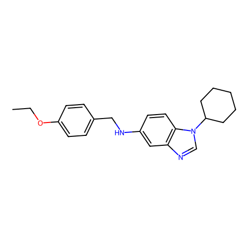 1-cyclohexyl-N-[(4-ethoxyphenyl)methyl]benzimidazol-5-amine structure