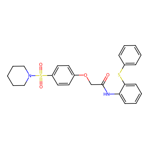 N-(2-phenylsulfanylphenyl)-2-(4-piperidin-1-ylsulfonylphenoxy)acetamide structure