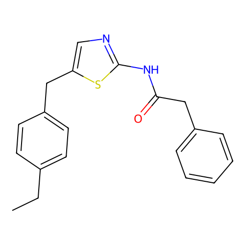 N-[5-[(4-ethylphenyl)methyl]-1,3-thiazol-2-yl]-2-phenylacetamide structure