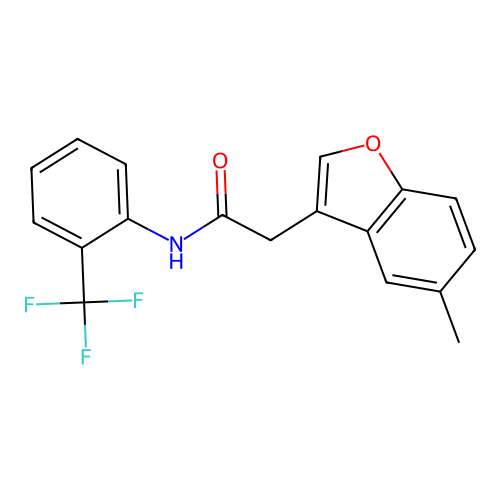 2-(5-methyl-1-benzofuran-3-yl)-N-[2-(trifluoromethyl)phenyl]acetamide structure
