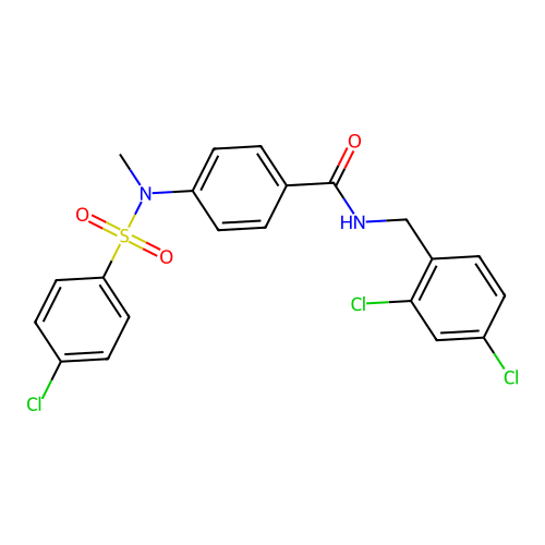 4-[(4-chlorophenyl)sulfonyl-methylamino]-N-[(2,4-dichlorophenyl)methyl]benzamide structure