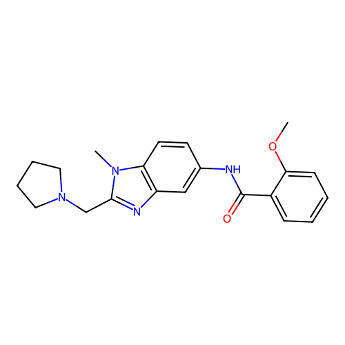 2-methoxy-N-[1-methyl-2-(1-pyrrolidinylmethyl)-1H-benzimidazol-5-yl]benzamide structure