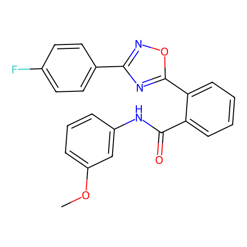 2-[3-(4-fluorophenyl)-1,2,4-oxadiazol-5-yl]-N-(3-methoxyphenyl)benzamide structure