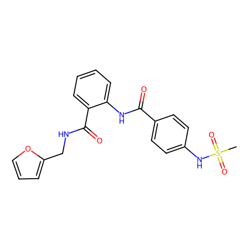 N-(furan-2-ylmethyl)-2-[[4-(methanesulfonamido)benzoyl]amino]benzamide structure