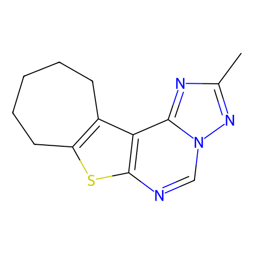 2-methyl-9,10,11,12-tetrahydro-8H-cyclohepta[4,5]thieno[3,2-e][1,2,4]triazolo[1,5-c]pyrimidine structure