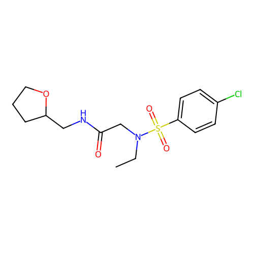 2-[(4-chlorophenyl)sulfonyl-ethylamino]-N-(oxolan-2-ylmethyl)acetamide structure