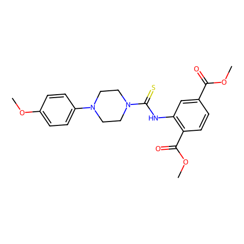 dimethyl 2-({[4-(4-methoxyphenyl)piperazin-1-yl]carbonothioyl}amino)terephthalate structure