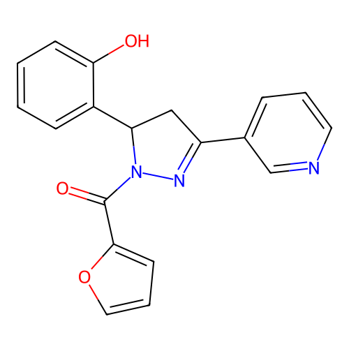 furan-2-yl(5-(2-hydroxyphenyl)-3-(pyridin-3-yl)-4,5-dihydro-1H-pyrazol-1-yl)methanone structure
