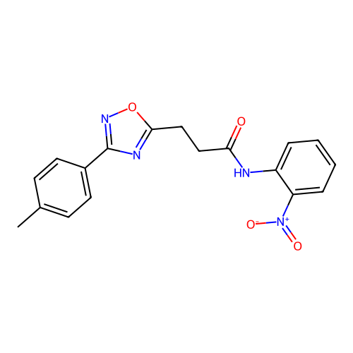 3-[3-(4-methylphenyl)-1,2,4-oxadiazol-5-yl]-N-(2-nitrophenyl)propanamide structure