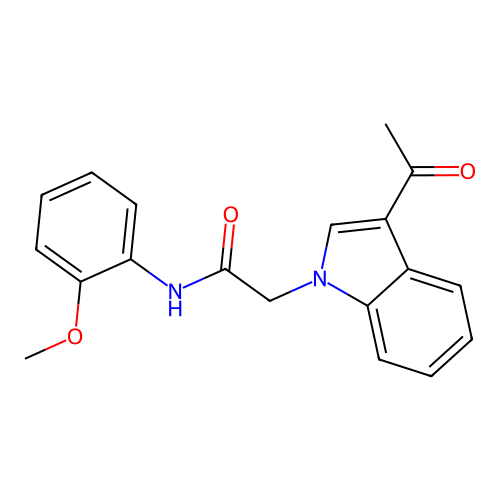 2-(3-acetylindol-1-yl)-N-(2-methoxyphenyl)acetamide structure
