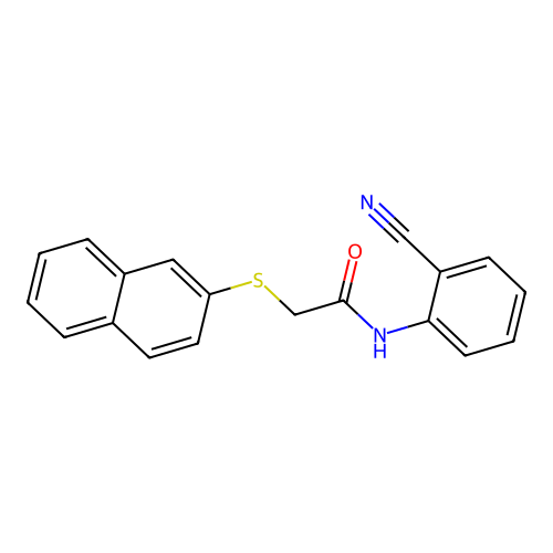 N-(2-cyanophenyl)-2-naphthalen-2-ylsulfanylacetamide structure