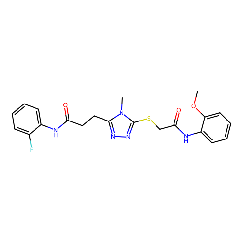 N-(2-fluorophenyl)-3-[5-({2-[(2-methoxyphenyl)amino]-2-oxoethyl}sulfanyl)-4-methyl-4H-1,2,4-triazol-3-yl]propanamide structure