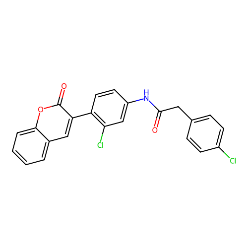 N-[3-chloro-4-(2-oxo-2H-chromen-3-yl)phenyl]-2-(4-chlorophenyl)acetamide structure