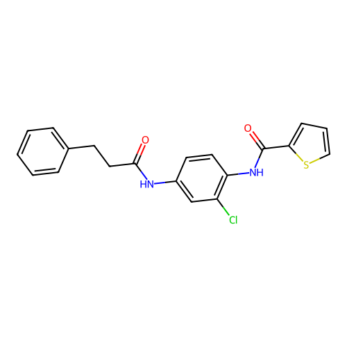 N-[2-chloro-4-(3-phenylpropanoylamino)phenyl]thiophene-2-carboxamide structure