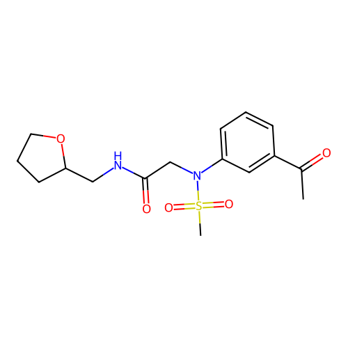 2-(3-acetyl-N-methylsulfonylanilino)-N-(oxolan-2-ylmethyl)acetamide structure