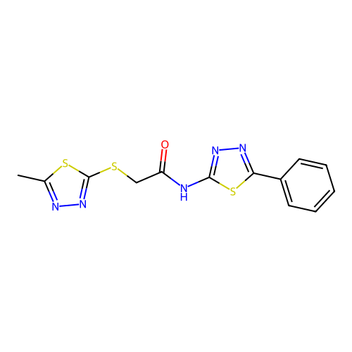 2-[(5-methyl-1,3,4-thiadiazol-2-yl)sulfanyl]-N-(5-phenyl-1,3,4-thiadiazol-2-yl)acetamide structure