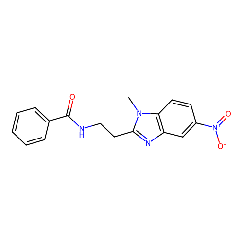 N-[2-(1-methyl-5-nitrobenzimidazol-2-yl)ethyl]benzamide structure
