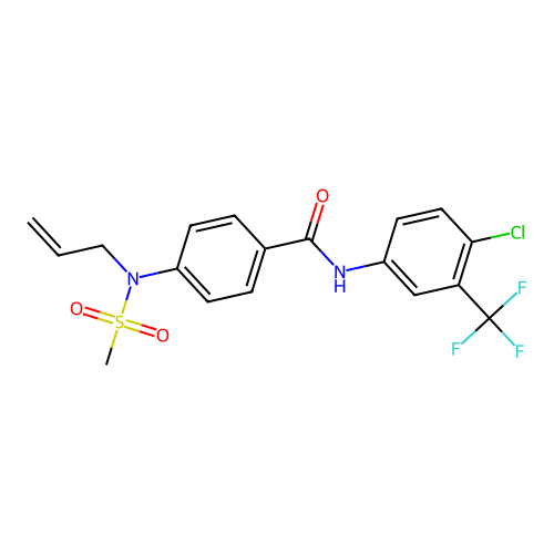 N-[4-chloro-3-(trifluoromethyl)phenyl]-4-[methylsulfonyl(prop-2-enyl)amino]benzamide structure