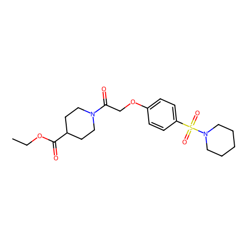 Ethyl 1-{[4-(piperidin-1-ylsulfonyl)phenoxy]acetyl}piperidine-4-carboxylate structure
