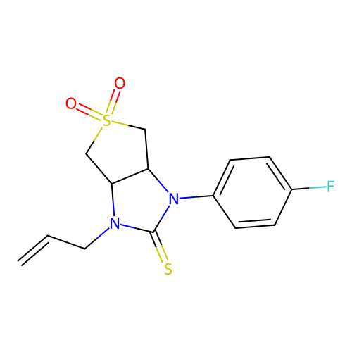 1-allyl-3-(4-fluorophenyl)tetrahydro-1H-thieno[3,4-d]imidazole-2(3H)-thione 5,5-dioxide structure