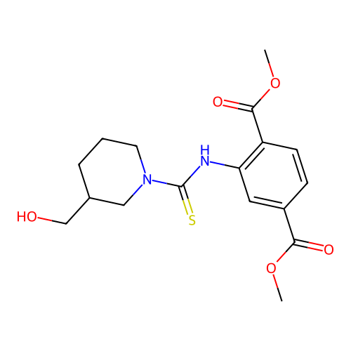 Dimethyl 2-({[3-(hydroxymethyl)-1-piperidinyl]carbonothioyl}amino)terephthalate structure
