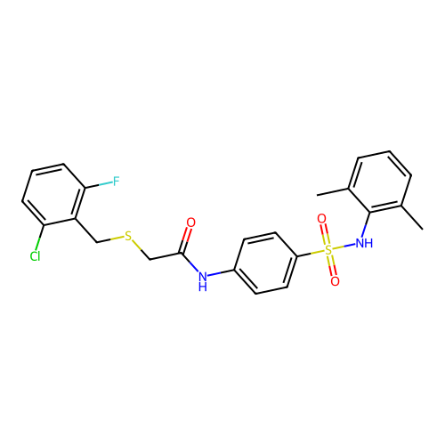 2-[(2-chloro-6-fluorophenyl)methylsulfanyl]-N-[4-[(2,6-dimethylphenyl)sulfamoyl]phenyl]acetamide structure