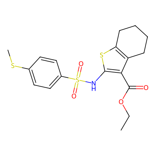 ethyl 2-(4-(methylthio)phenylsulfonamido)-4,5,6,7-tetrahydrobenzo[b]thiophene-3-carboxylate structure