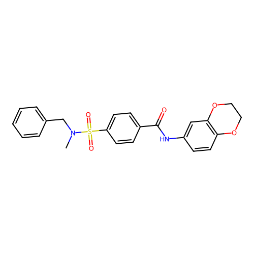 4-[benzyl(methyl)sulfamoyl]-N-(2,3-dihydro-1,4-benzodioxin-6-yl)benzamide structure