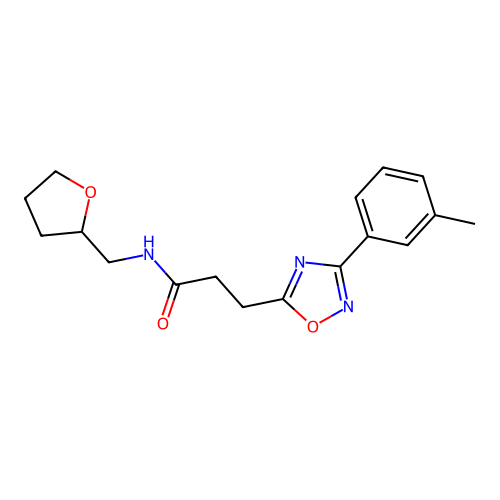 3-[3-(3-methylphenyl)-1,2,4-oxadiazol-5-yl]-N-(oxolan-2-ylmethyl)propanamide structure