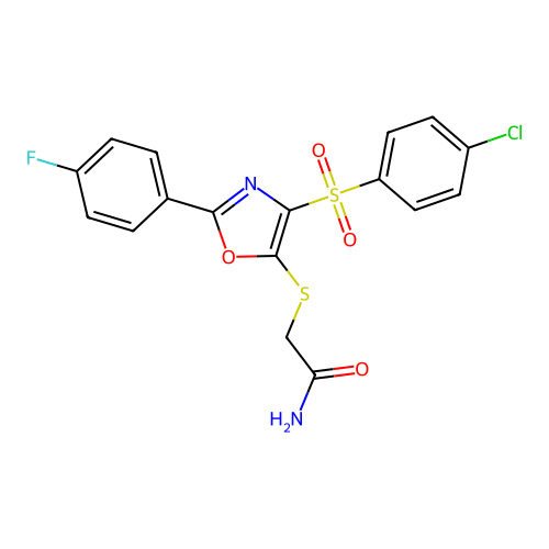 2-((4-((4-Chlorophenyl)sulfonyl)-2-(4-fluorophenyl)oxazol-5-yl)thio)acetamide structure